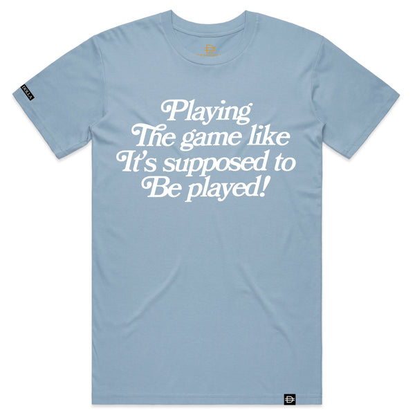 Playing the Game Tee - Power Blue/White