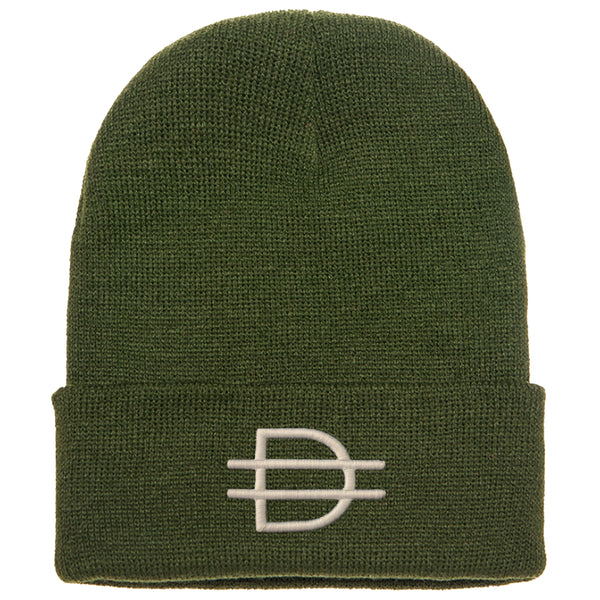 D logo Beanie - Olive/White