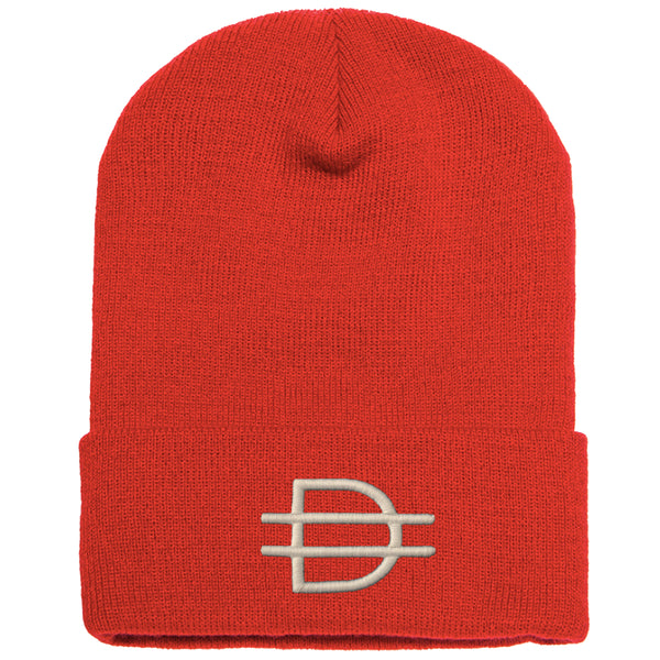 D logo Beanie - Red/White