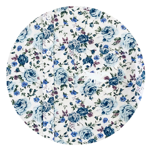 Rose Bush - Button Up Blue/White