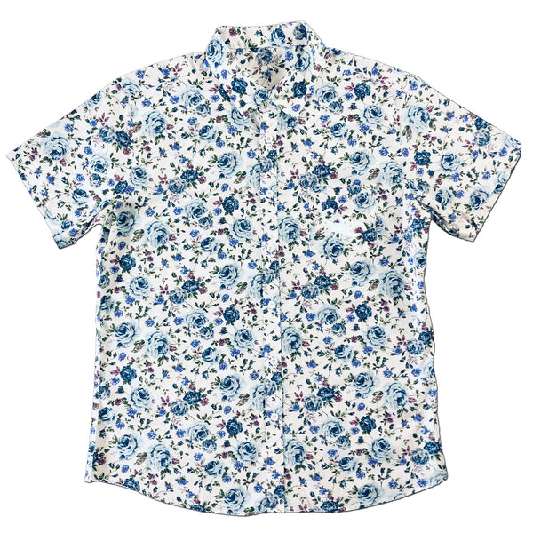 Rose Bush - Button Up Blue/White