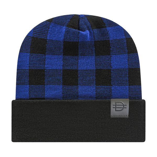 Plaid Beanie - Blue/Black