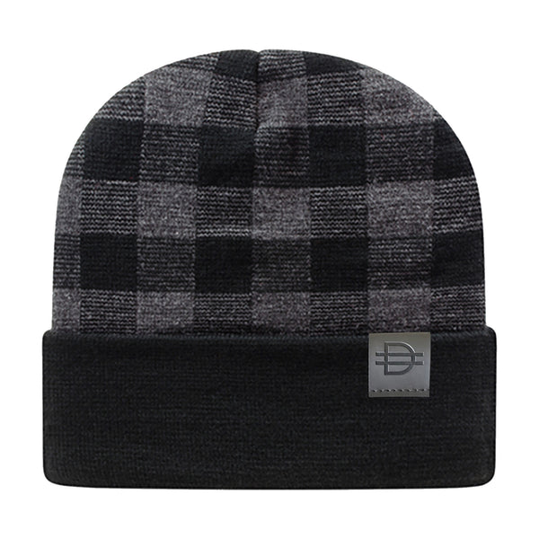 Plaid Beanie - Grey/Black