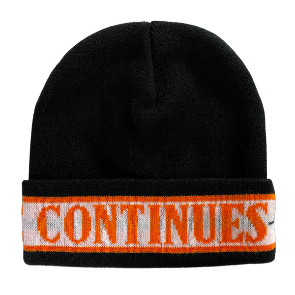 The Hustle Continues Beanie - Black/White/Orange