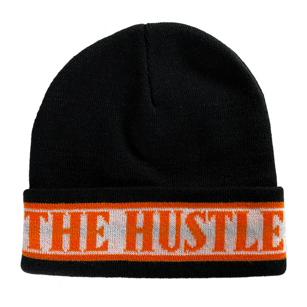 The Hustle Continues Beanie - Black/White/Orange