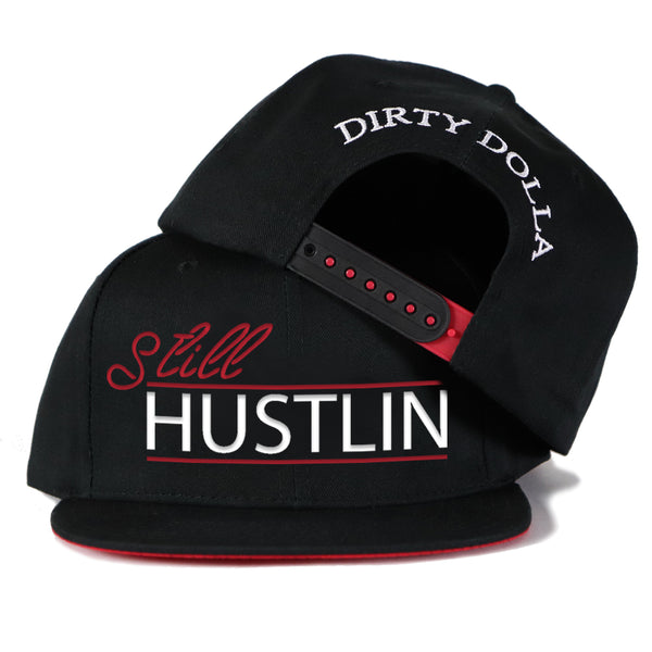 Still Hustlin Snap Back - Black/White - Red Bottom