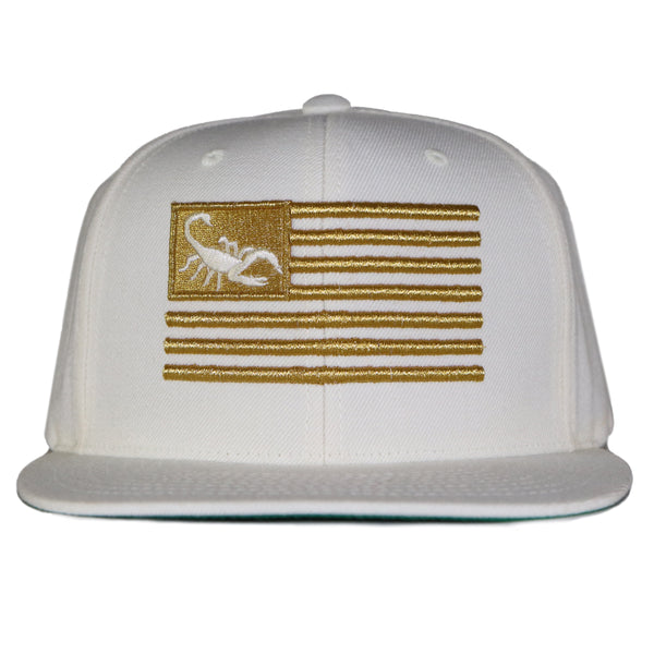 Scorpion Flag Snap Back - White/Gold